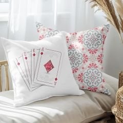 eJOYA İskambil Tasarımlı 2'li Yastık İçi Ve Kırlent Kılıfı 45cm 113560