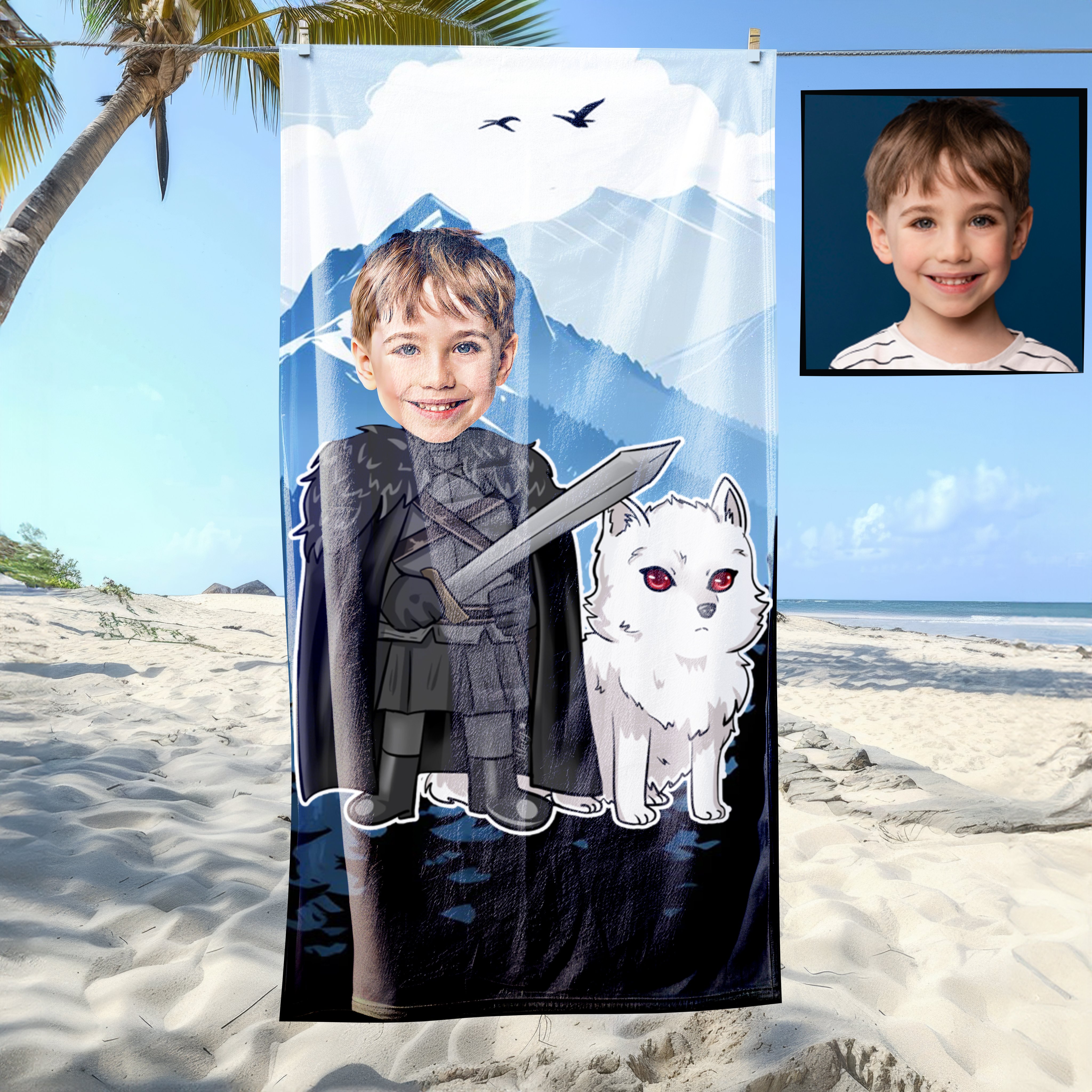 eJOYA Kişiye Özel Karikatür Fotoğraflı Çizgi Karakter Plaj ve Banyo Havlusu 115788