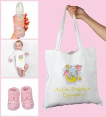 eJOYA Bebeklere Özel Çantasında Kişiye Özel Zıbın Biberon Ve Patik Bebek Hediye Seti 109798