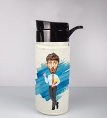 eJOYA Kişiye Özel Karikatür Tasarım Özel Koruma Kılıflı Cam Matara 96004