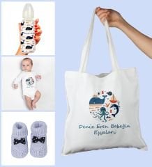 eJOYA Bebeklere Özel Çantasında Kişiye Özel Zıbın Biberon Ve Patik Bebek Hediye Seti 109800