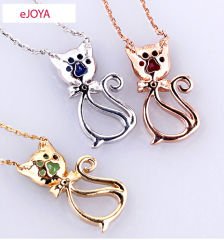 eJOYA Safir ve Pırlantalı Kedicik Kolye 78269