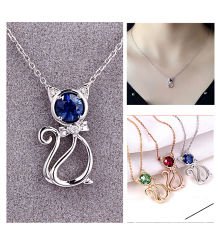 eJOYA Safir ve Pırlantalı Kedicik Kolye 78269