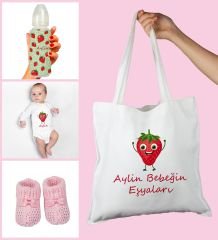 eJOYA Bebeklere Özel Çantasında Kişiye Özel Zıbın Biberon Ve Patik Bebek Hediye Seti 109801