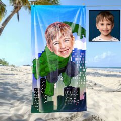 eJOYA Kişiye Özel Karikatür Fotoğraflı Süper Kahraman Bebek Plaj ve Banyo Havlusu 115798