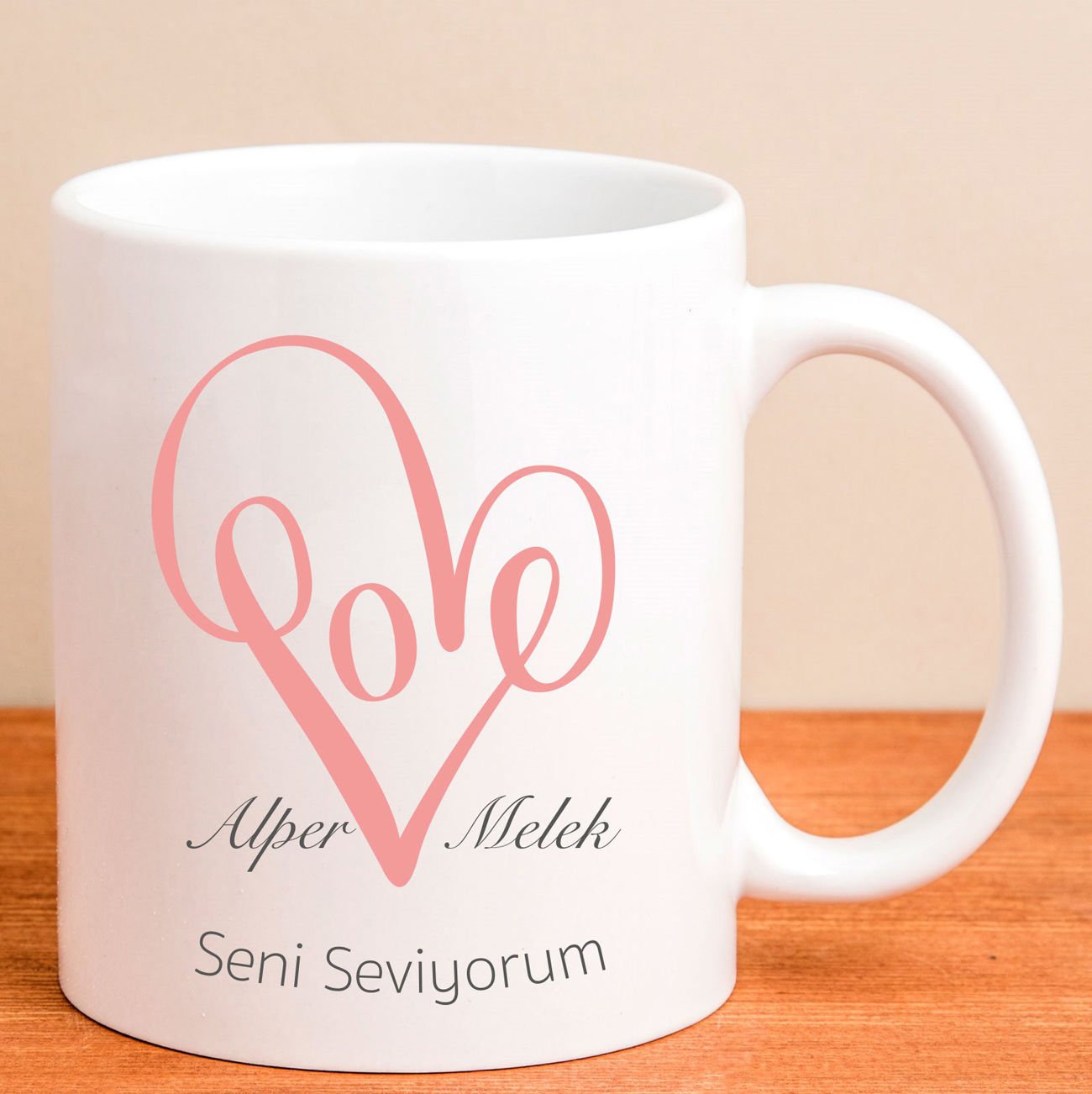 eJOYA Kişiye Özel Love Kalp Kupa Bardak 80183