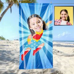 eJOYA Kişiye Özel Karikatür Fotoğraflı Çizgi Karakter Bebek Plaj ve Banyo Havlusu 115803