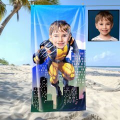 eJOYA Kişiye Özel Karikatür Fotoğraflı Çizgi Karakter Bebek Plaj ve Banyo Havlusu 115805