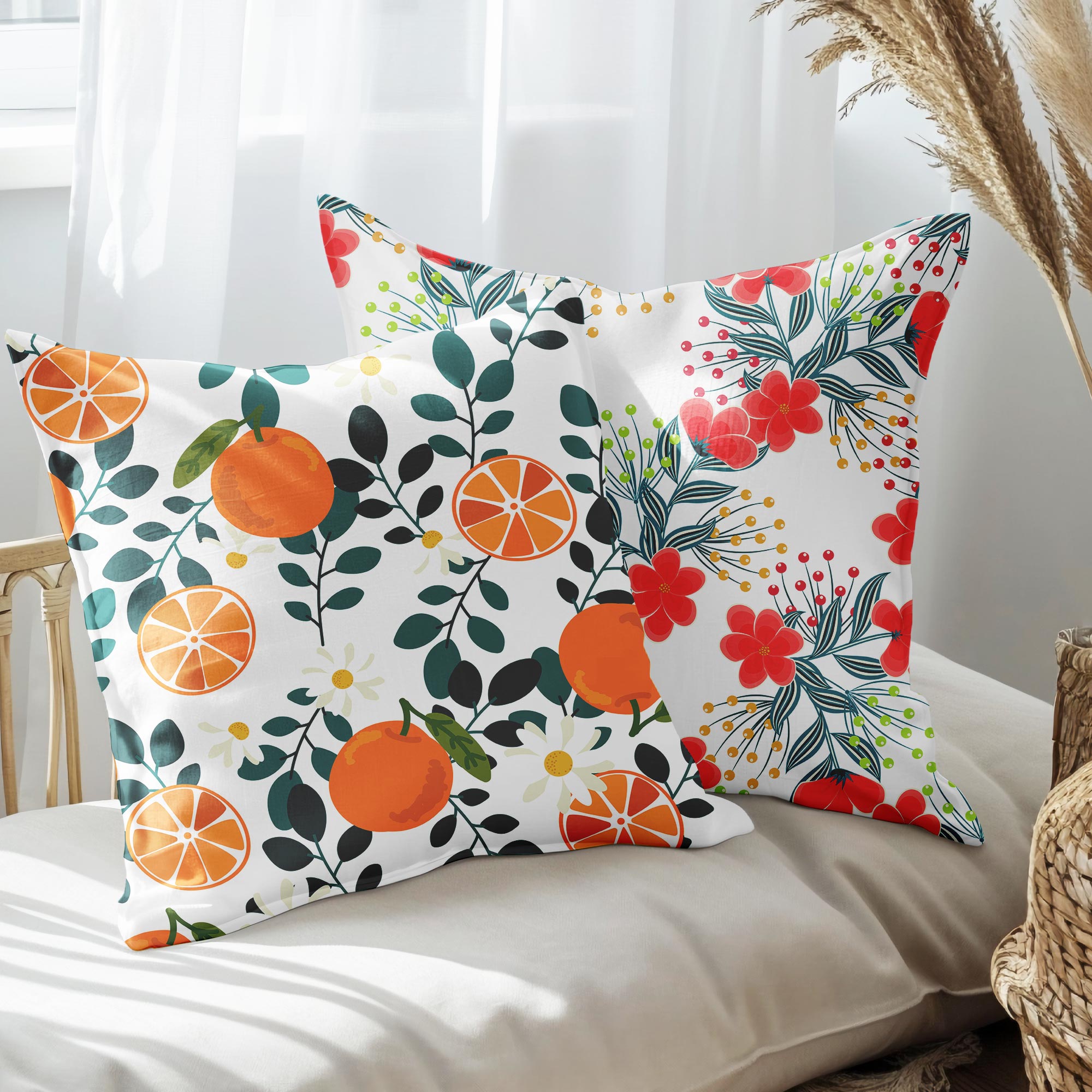 eJOYA Portakal Tasarımlı 2'li Yastık İçi Ve Kırlent Kılıfı 45cm 113578