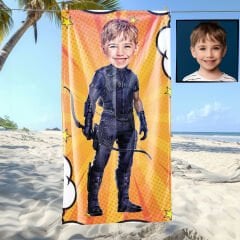 eJOYA Kişiye Özel Karikatür Fotoğraflı Çizgi Karakter Bebek Plaj ve Banyo Havlusu 115806