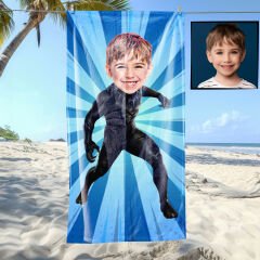 eJOYA Kişiye Özel Karikatür Fotoğraflı Çizgi Karakter  Bebek Plaj ve Banyo Havlusu 115807