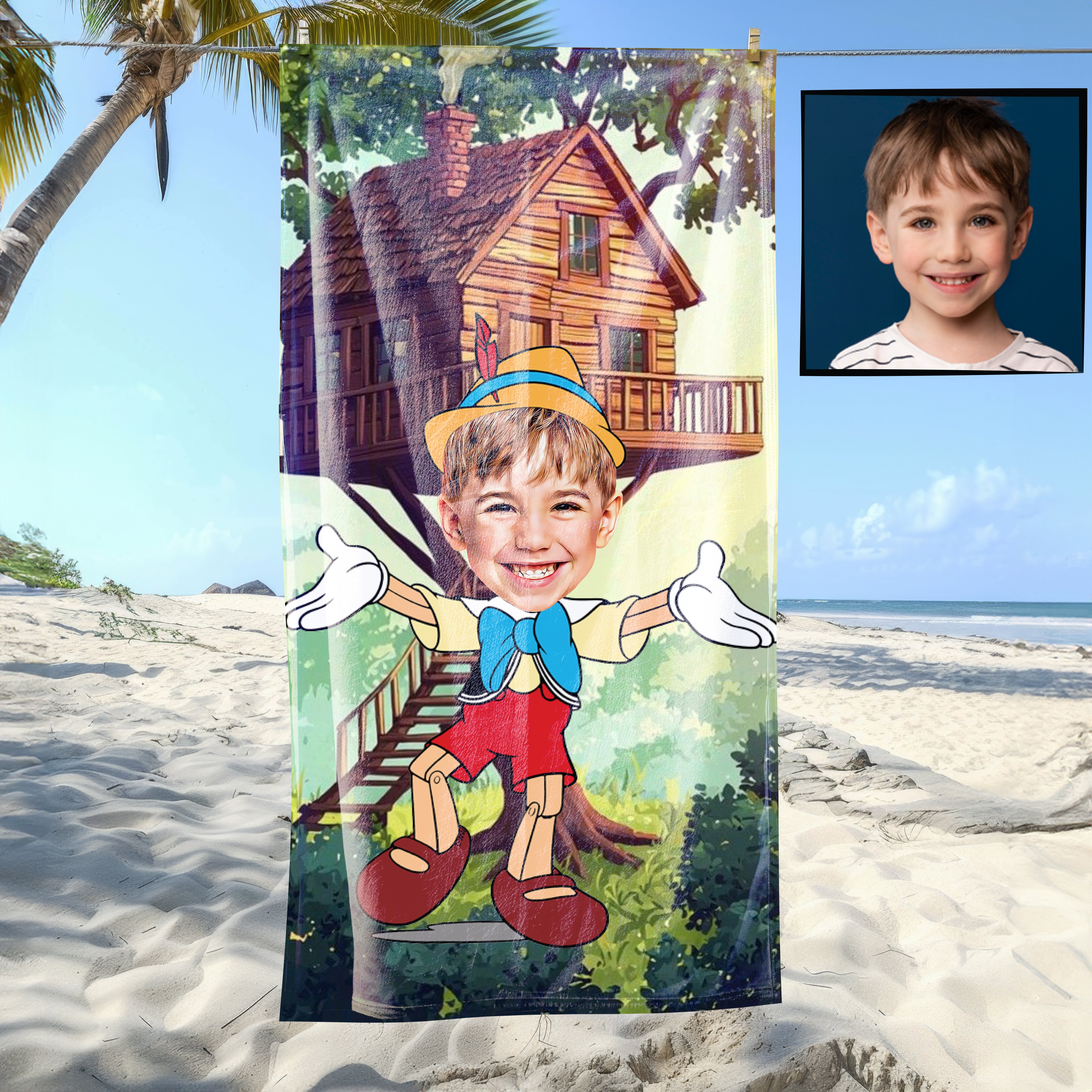 eJOYA Kişiye Özel Karikatür Fotoğraflı Çizgi Karakter Bebek Plaj ve Banyo Havlusu 115808