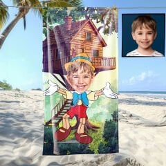 eJOYA Kişiye Özel Karikatür Fotoğraflı Çizgi Karakter Bebek Plaj ve Banyo Havlusu 115808