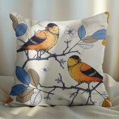 eJOYA Kuş Tasarımlı 2'li Yastık İçi Ve Kırlent Kılıfı 45cm 113583