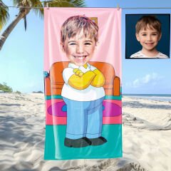 eJOYA Kişiye Özel Karikatür Fotoğraflı Çizgi Karakter Bebek Plaj ve Banyo Havlusu 115811