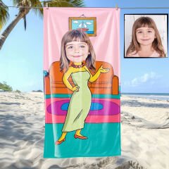 eJOYA Kişiye Özel Karikatür Fotoğraflı Çizgi Karakter Bebek Plaj ve Banyo Havlusu 115812