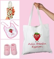 eJOYA Bebeklere Özel Çantasında Kişiye Özel Biberon Önlük Ve Patik Bebek Hediye Seti 109825