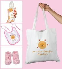 eJOYA Bebeklere Özel Çantasında Kişiye Özel Biberon Önlük Ve Patik Bebek Hediye Seti 109828