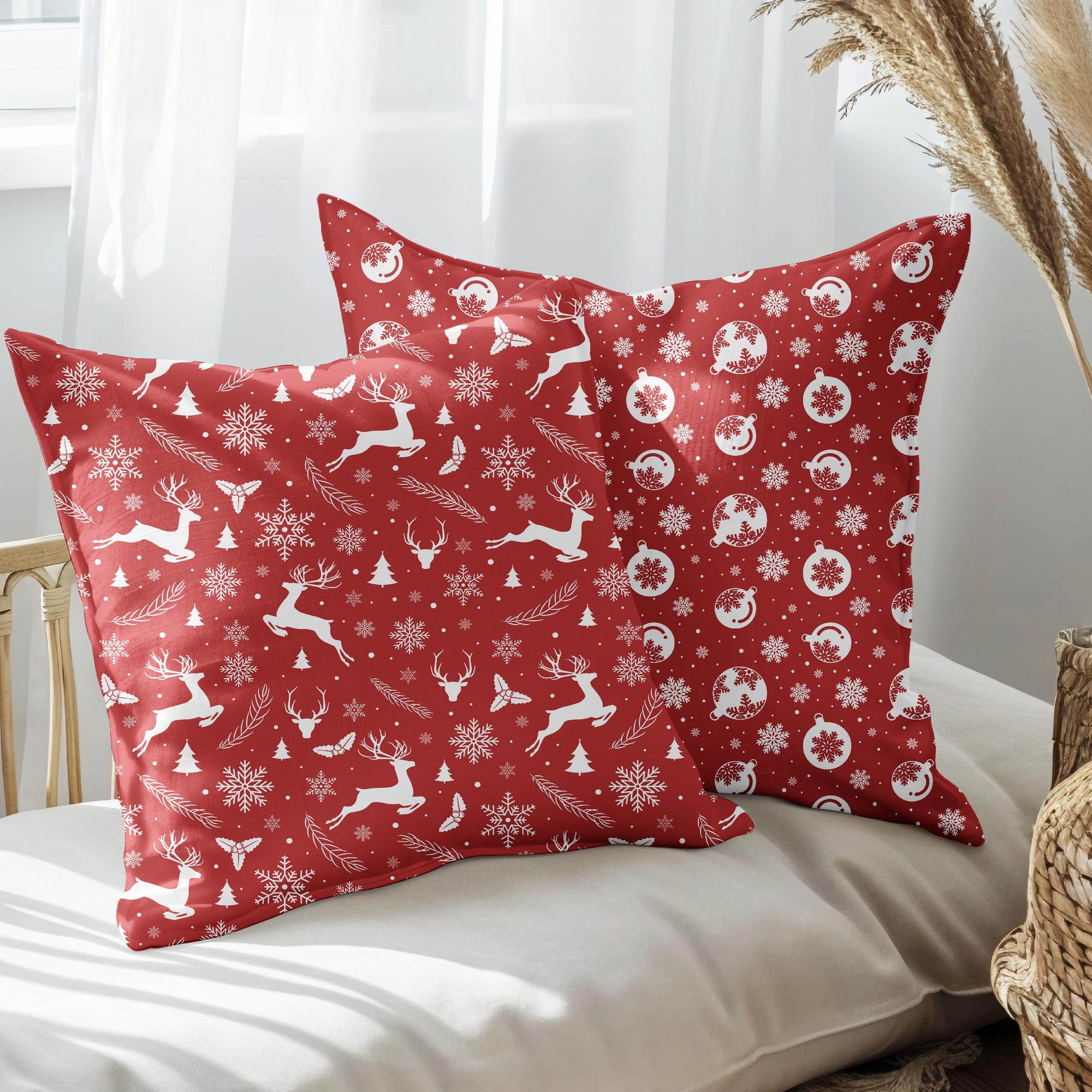 eJOYA Yeni Yıla Özel Tasarımlı 2'li Yastık İçi Ve Kırlent Kılıfı 45cm 113594
