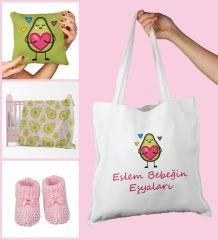 eJOYA Bebeklere Özel Çantasında Kişiye Özel Battaniye Yastık Ve Patik Bebek Hediye Seti 109829