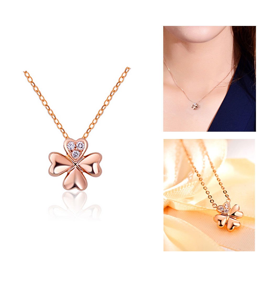 eJOYA Pırlanta Pembe Yonca Kolye 78320