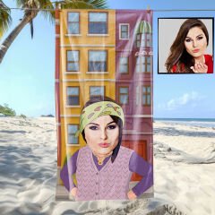 eJOYA Kişiye Özel Karikatür Pembe Bebek Plaj ve Banyo Havlusu 115828