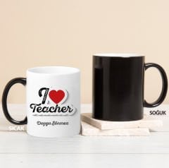eJOYA Kişiye Özel I Love Teacher Sihirli Kupa Bardak 80225