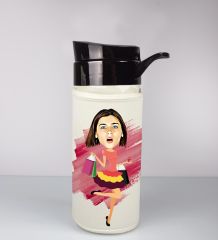 eJOYA Kişiye Özel Karikatür Tasarım Özel Koruma Kılıflı Cam Matara 96046