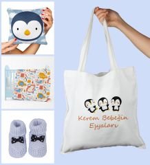 eJOYA Bebeklere Özel Çantasında Kişiye Özel Battaniye Yastık Ve Patik Bebek Hediye Seti 109841