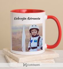 eJOYA Kişiye Özel Kendin Tasarla Kırmızı Kulplu Kupa Bardak 80227
