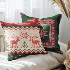 eJOYA Yeni Yıla Özel Tasarımlı 2'li Yastık İçi Ve Kırlent Kılıfı 45cm 113612