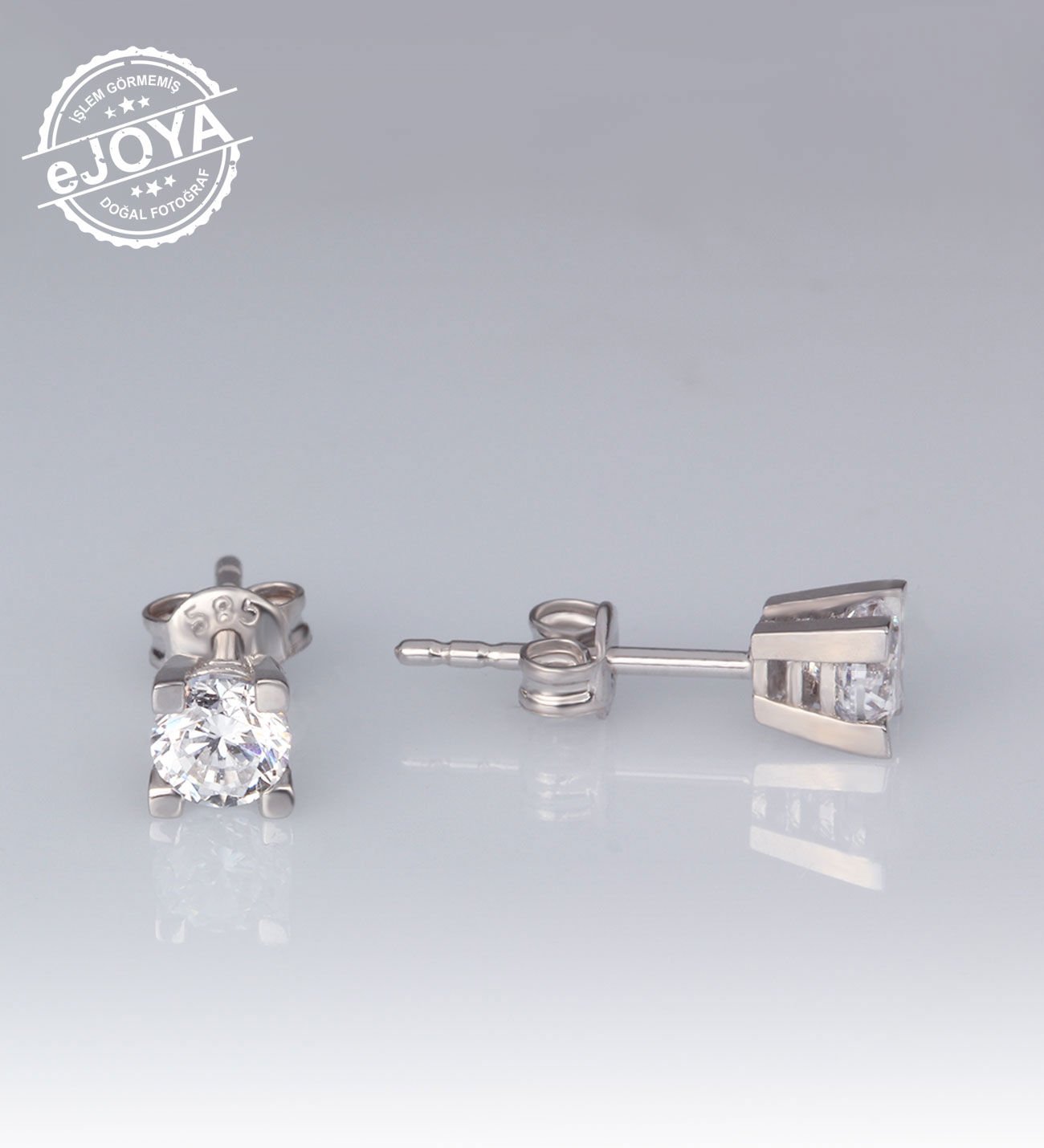 eJOYA Altın Tektaş Küpe 45 mm 77073