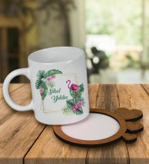 eJOYA Kişiye Özel Tasarım Kupa Bardak Ve Kalp Desenli Ahşap Bardak Altlığı 99610