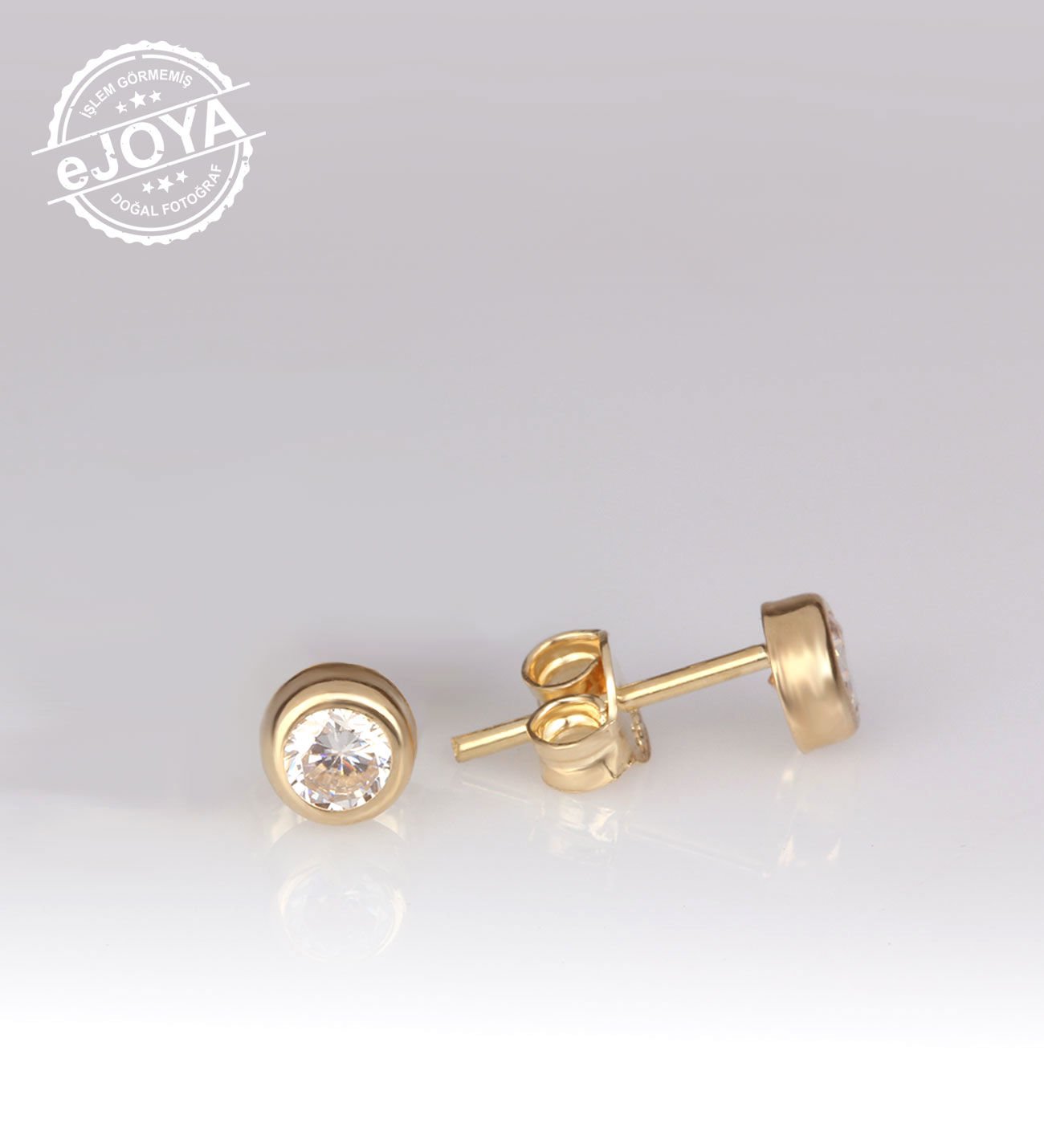 eJOYA Altın Tektaş Küpe 5 mm 77090