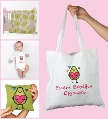 eJOYA Bebeklere Özel Çantasında Kişiye Özel Battaniye Yastık Ve Zıbın Bebek Hediye Seti 109853