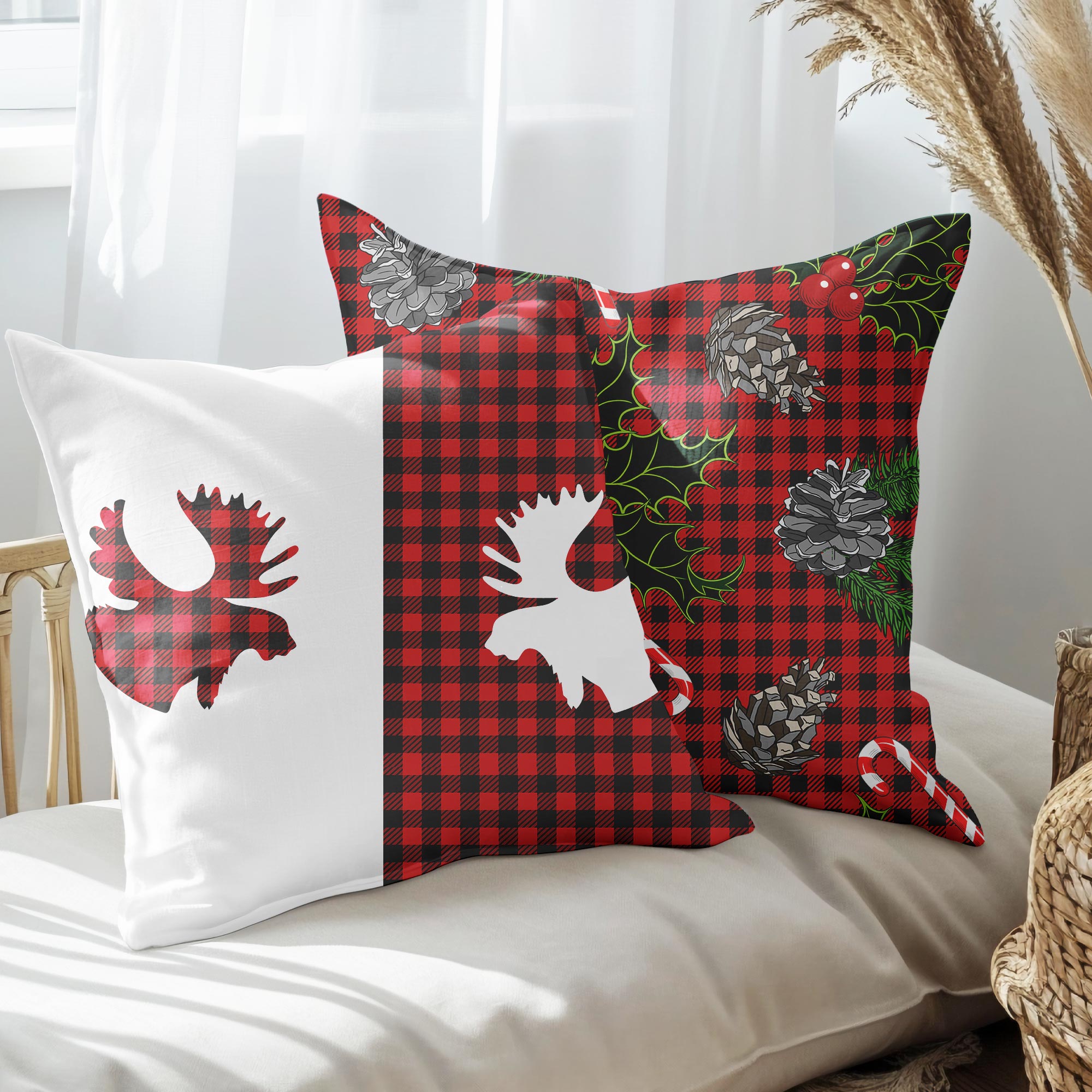 eJOYA Yeni Yıla Özel Tasarımlı 2'li Yastık İçi Ve Kırlent Kılıfı 45cm 113620