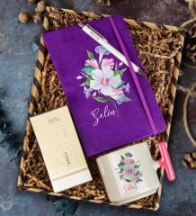 eJOYA Kişiye Özel Defter Kalem & Latte Kupa & Bargello 384 Kadın Parfüm Hediye Kutusu 112637