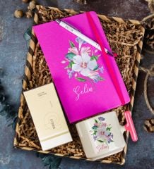 eJOYA Kişiye Özel Defter Kalem & Latte Kupa & Bargello 122 Kadın Parfüm Hediye Kutusu 112638