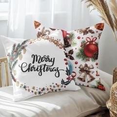 eJOYA Yeni Yıla Özel Tasarımlı 2'li Yastık İçi Ve Kırlent Kılıfı 45cm 113626