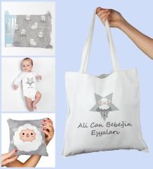 eJOYA Bebeklere Özel Çantasında Kişiye Özel Battaniye Yastık Ve Zıbın Bebek Hediye Seti 109864