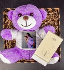 eJOYA Kişiye Özel Fotoğraflı Mor Peluş Ayı & Bargello 384 Kadın Parfüm Hediye Kutusu 112643