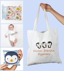 eJOYA Bebeklere Özel Çantasında Kişiye Özel Battaniye Yastık Ve Zıbın Bebek Hediye Seti 109865