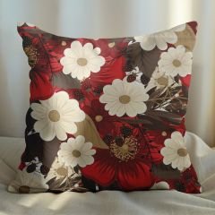 eJOYA Ekose Ve Çiçek Tasarımlı 2'li Yastık İçi Ve Kırlent Kılıfı 45cm 113633