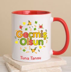 eJOYA Kişiye Özel Çiçek Temalı Geçmiş Olsun Kupa Bardak 80256