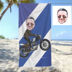 eJOYA Kişiye Özel Karikatür Motorcu Adam Plaj ve Banyo Havlusu 115862