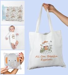 eJOYA Bebeklere Özel Çantasında Kişiye Özel Battaniye Yastık Ve Zıbın Bebek Hediye Seti 109869