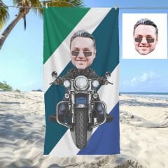 eJOYA Kişiye Özel Karikatür Motorcu Adam Plaj ve Banyo Havlusu 115864