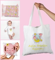 eJOYA Bebeklere Özel Çantasında Kişiye Özel Battaniye Yastık Ve Zıbın Bebek Hediye Seti 109870