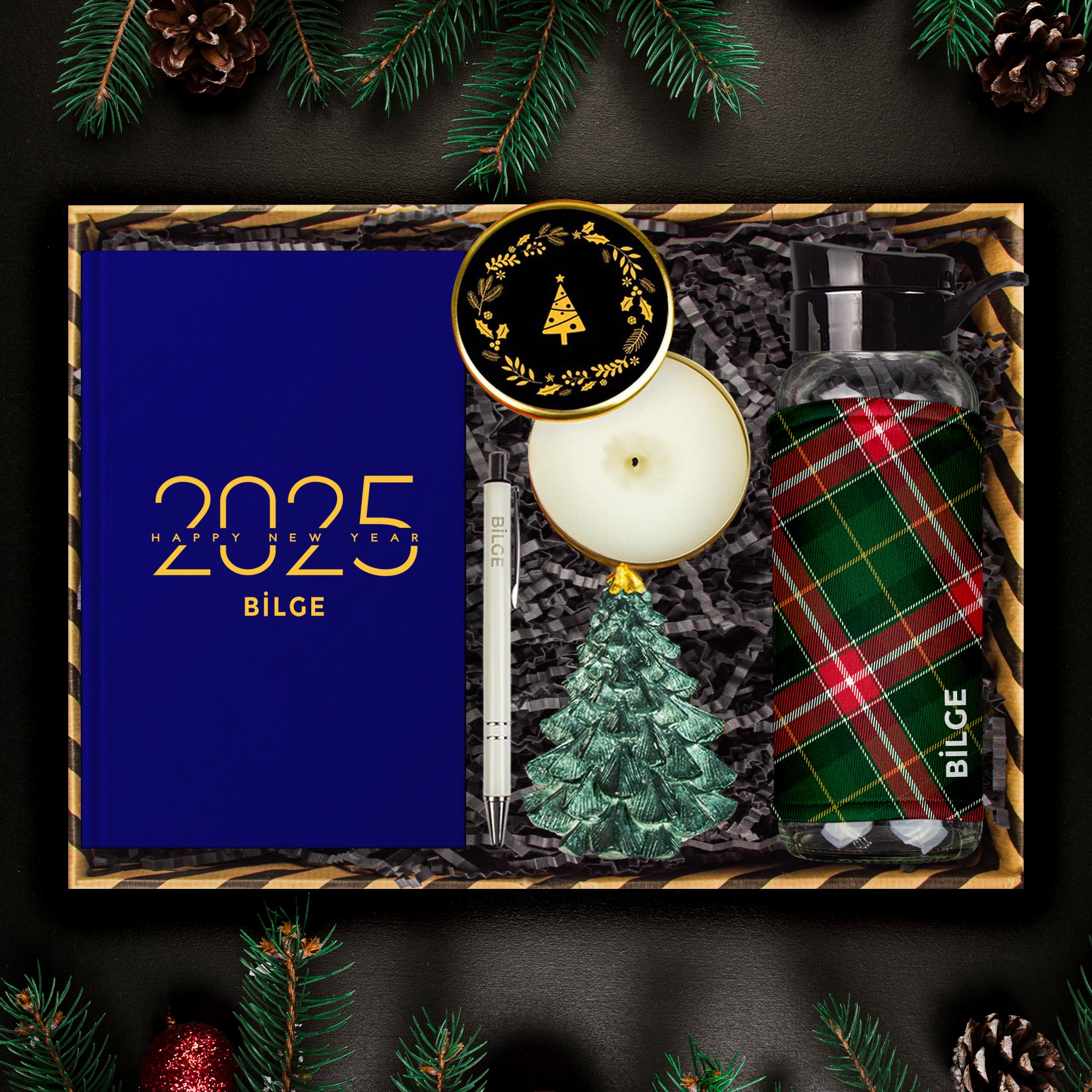 eJOYA Kişiye Özel Hoş Geldin 2025 & Ekose Tasarım Yeni Yıl Hediye Kutusu 112671