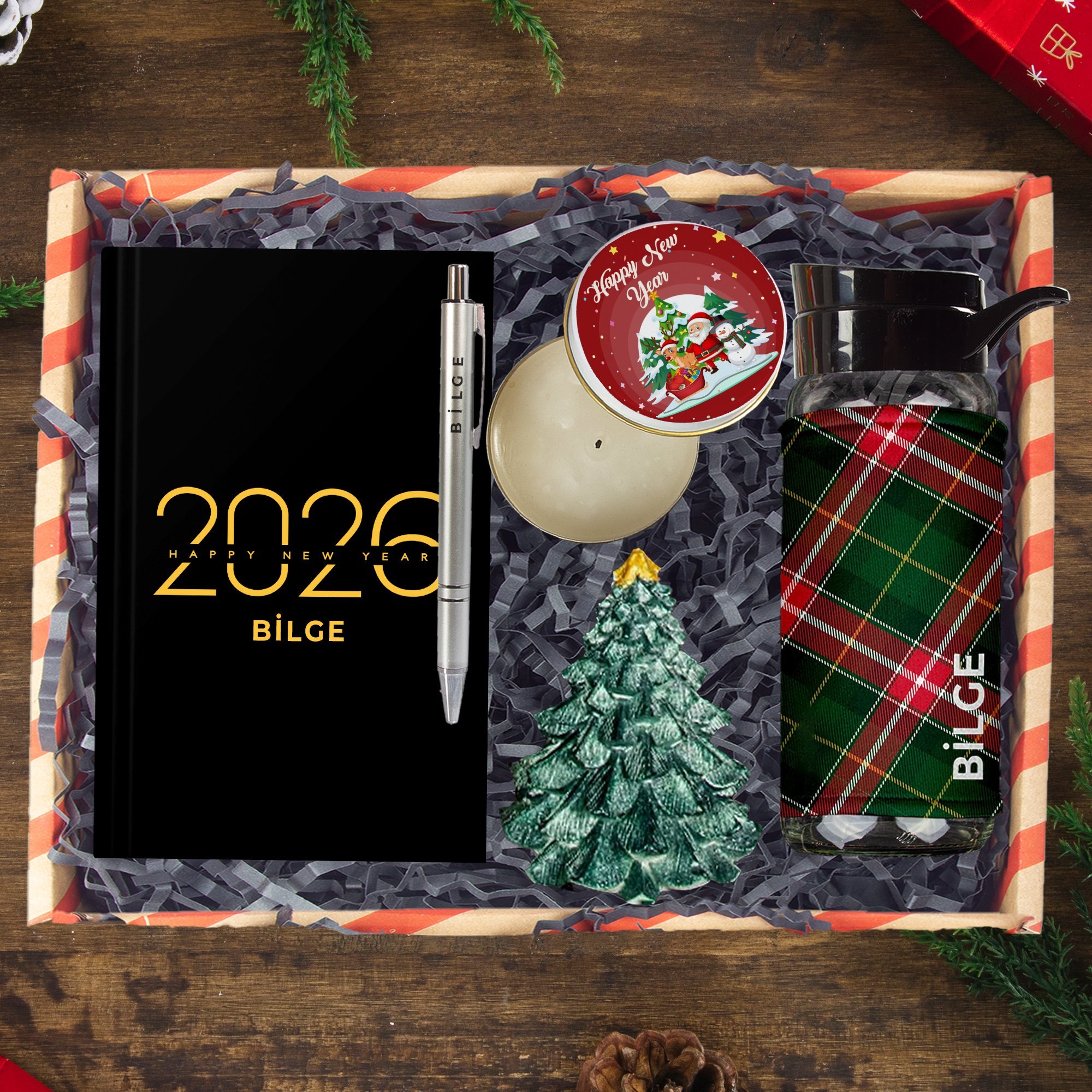 eJOYA Kişiye Özel Hoş Geldin 2026 & Ekose Tasarım Yeni Yıl Hediye Kutusu 112672